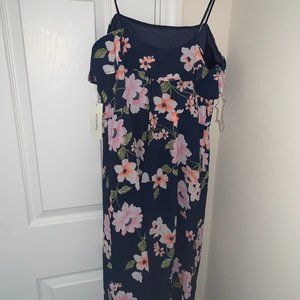 Francesca's Jumpsuit Navy Blue Floral